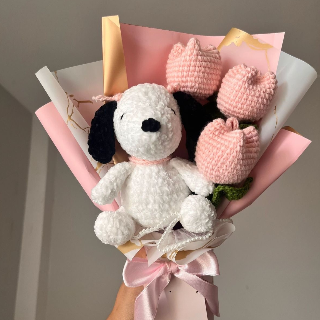 Snoopy's Pink Tulip Bouquet